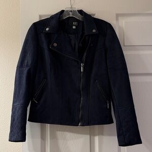 KUT from the Kloth Navy Blue Suede Moto Jacket | Size Small